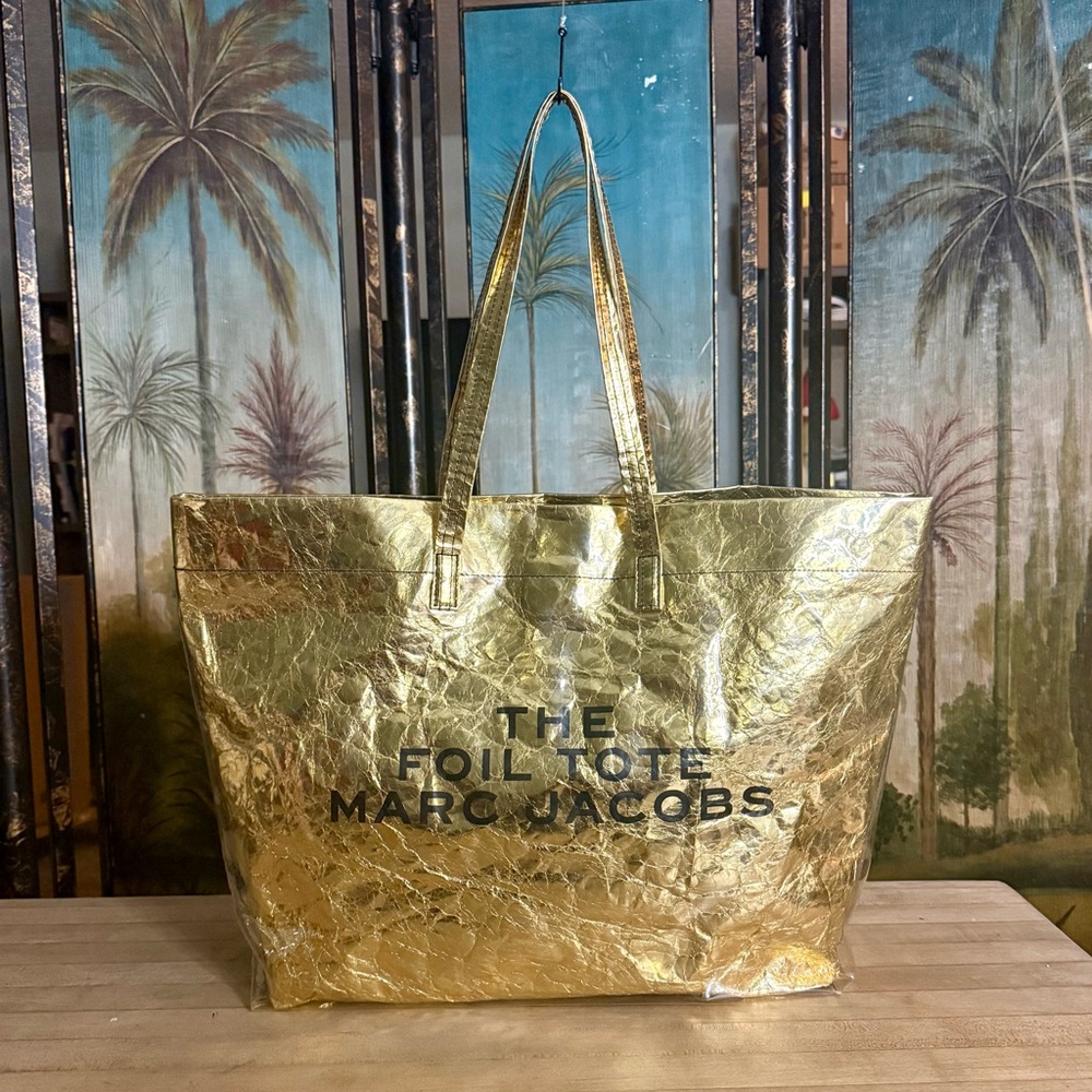 Marc Jacobs Metallic Gold PVC The Foil Tote Bag Purse